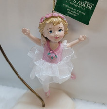 Kurt Adler Little Girl Ballerina Ornament Brand New, Adorable 3.5" Pink  White