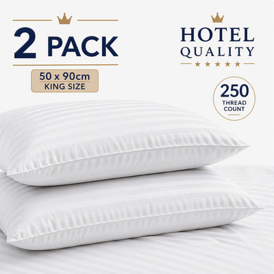 Kissenbezüge Paar 50x90cm weiß Baumwolle Streifen 250 Fadenzahl Hotelqualität