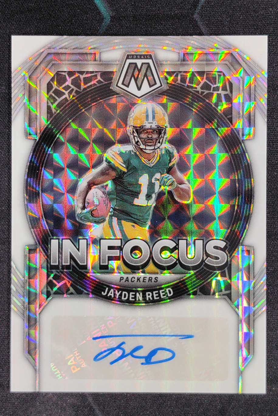 2023 Panini Mosaic Jayden Reed In Focus Signatures White /25 Packers