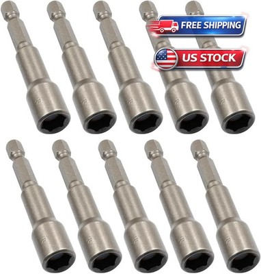 10 Pcs 5/16 Inch Magnetic Hex Nut Driver Drill Bit Set Quick Change Socket
