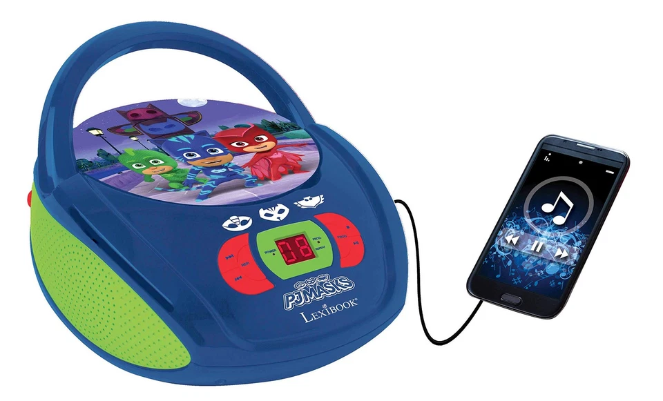 Lexibook, PJMasks, CD-Spieler, Aux-in-Buchse, AC- oder batteriebetrieben, Blau/G - Bild 4 von 4