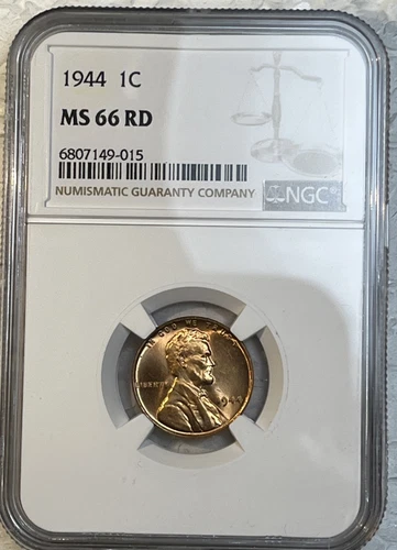 1944 Lincoln Wheat Penny 1 Cent NGC Certified Graded MS66 RD Coin Beauty