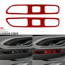 Red Carbon Fiber Rear Window Lift Switch Panel Cover Trim For GMC Terrain 18-24