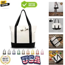 1 | 3 | 6 | 30 Pack Canvas Tote Bag with an External Pocket, Reusable Grocery...