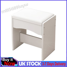 White Dressing Table Stool Makeup Ottoman Stool W/ Soft Padded Bedroom Furniture