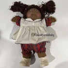 Vintage 1982 Cabbage Patch Doll African American Brunette Hair & Dress Sneakers