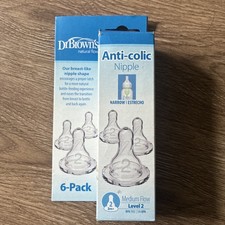 Dr. Brown  s Natural Flow Level 2 ANTI-COLIC Nipples  3m  Medium Flow 6 Pack