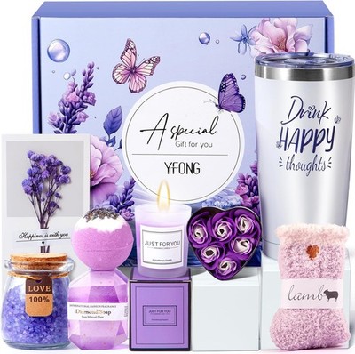 YFONG 8 Pcs Luxury Spa Gift Set for Women, Relaxing Happy 8PCS, Purple 