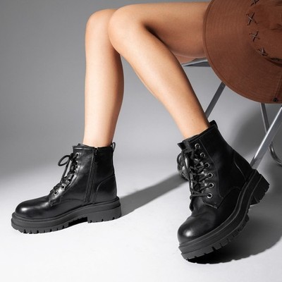 Women Wide Size Available Riding Ankle Boots Side Zip Lace Up