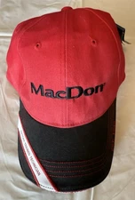 MacDon Technician Embroidered Hat NWT Red Black Adjustable Cap Farm Equipment