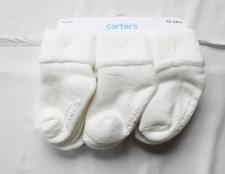 Carter's Baby 6-Pack Cotton Foldover Bootie Socks ZG3 White Size 12-24M NWT