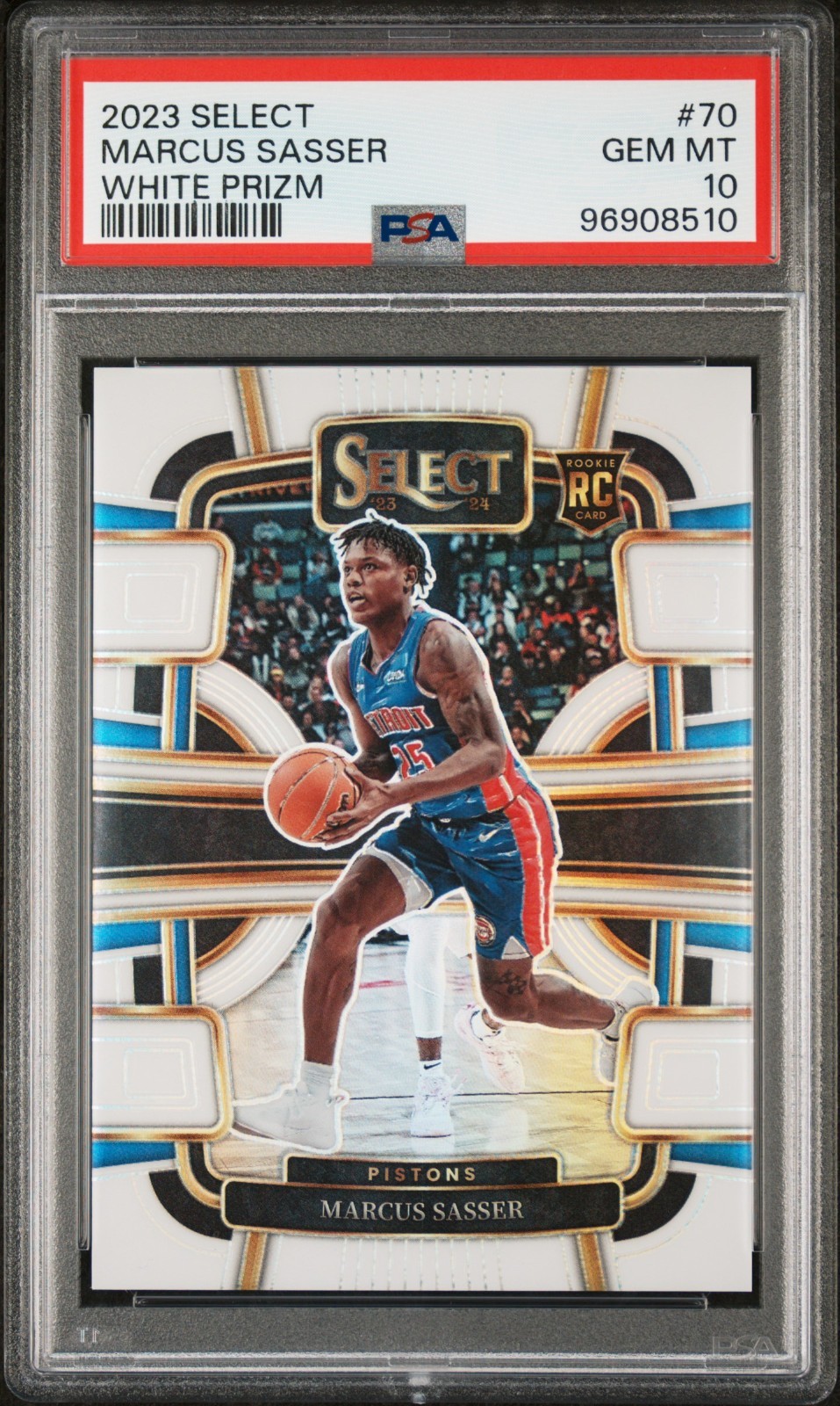 2023-24 Select Marcus Sasser RC White Prizms Concourse #6/149 Pistons PSA 10