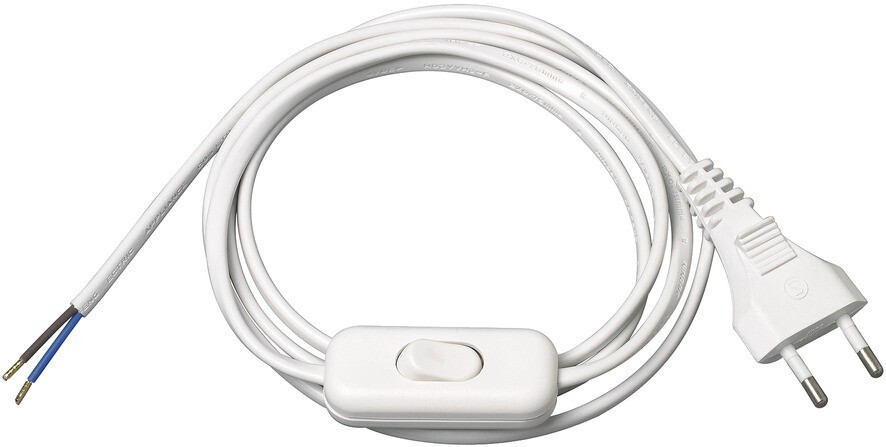 Cavo filo prolunga di allacciamento interruttore con rompifilo 1,5m bianco