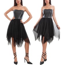 Vestito donna bustier effetto pelle gonna velata elegante TOOCOOL FI-30250