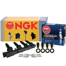 NGK COP Ignition Coil 4 Boots & 4 Iridium IX Spark Plugs Kit For