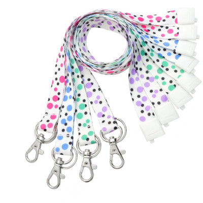4 pc Cute Polka Dot Fashion Lanyards for ID Badges & Keys - Soft with Breakaway