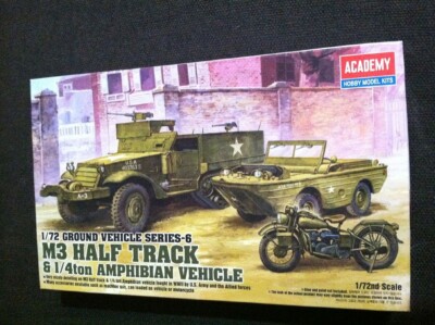 ACADEMY M3 Half Track & Véhicule Amphibie 1/4t - Échelle 1/72 - Kit Plastique Militaire