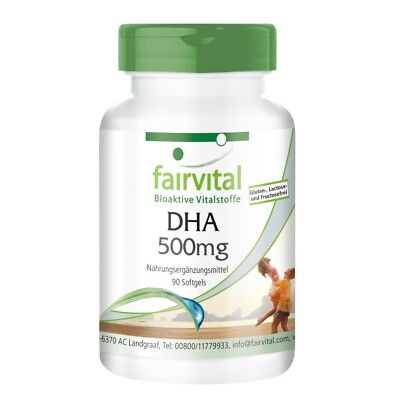 DHA 500 mg - 90 Softgels | hochdosiert mit 500 mg DHA und 125 mg EPA | fairvital