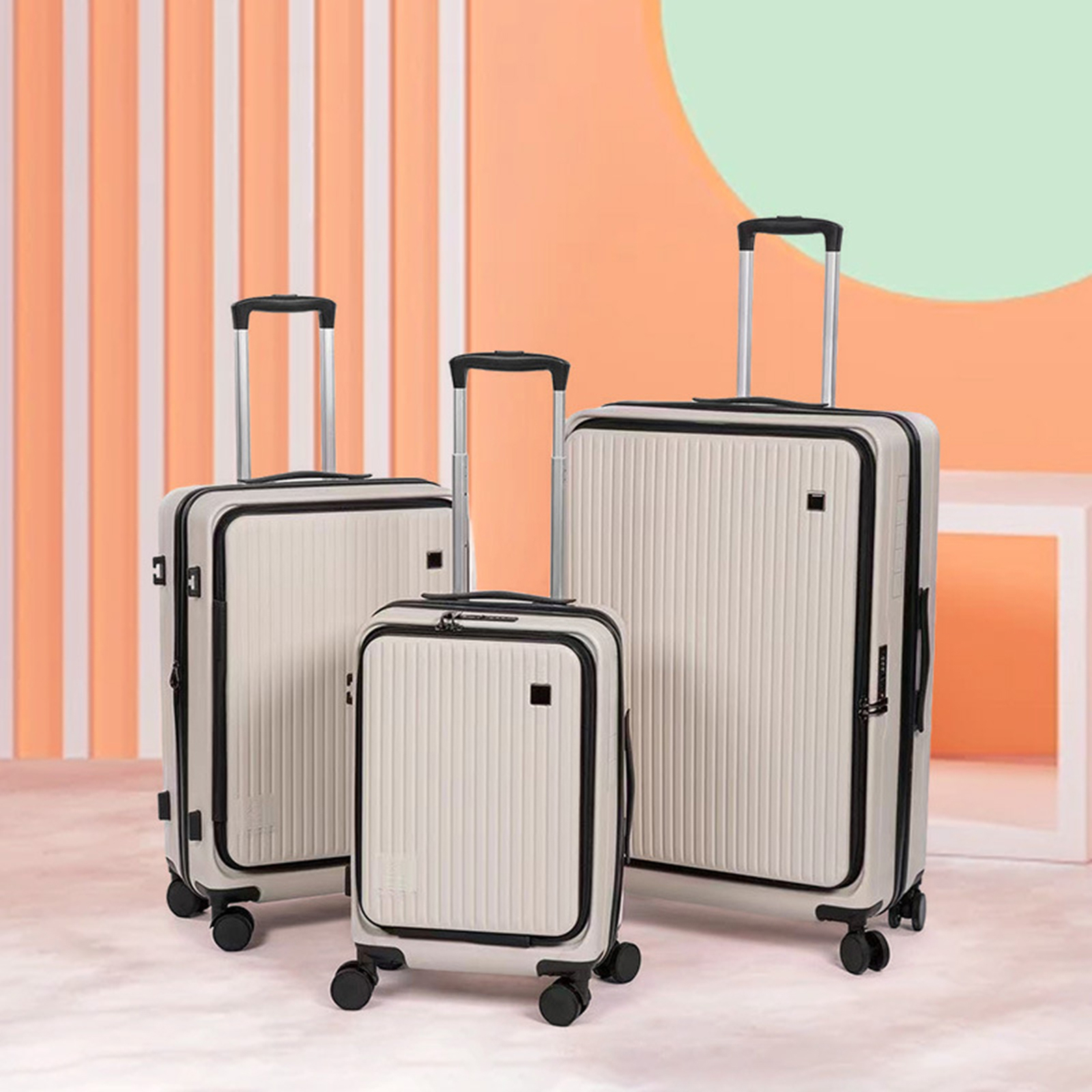 3PC Carry On Luggage Suitcase Travel Rolling Luggage Hardside w/Spinner Wheels-image
