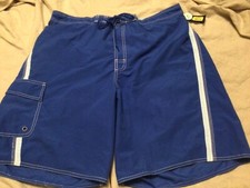 Roundtree Yorke Blue with Side Stripe Men s Swim Trunks Size Big 1X