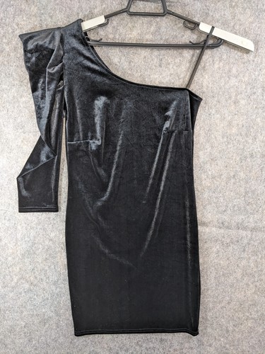 Urban Behavior Dress Juniors Medium Black Stretch Velour One Shoulder Bodycon