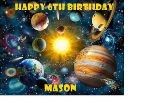 Details About Personalised Solar System Planets Easy Peel Edible Icing Birthday Cake Topper D1