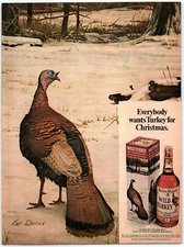 1972 WILD TURKEY Kentucky Straight Bourbon Whiskey Snow Bar Décor 70's Print Ad