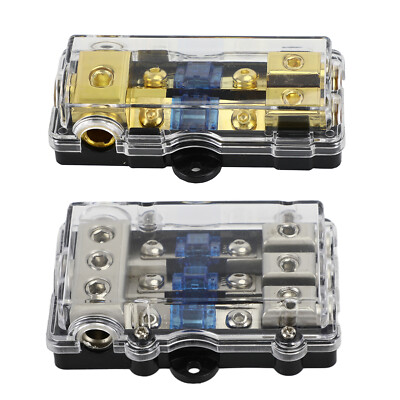 2/3 Way Mini ANL Blade Fuse Block Holder Copper 0/2/4 Gauge to 4/6/8 Gauge 60Amp