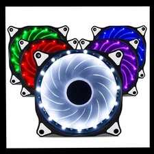 2 Pack 120mm 15 LED PC CPU Computer Case Cooling Neon Quite Clear Fan Mod cooler