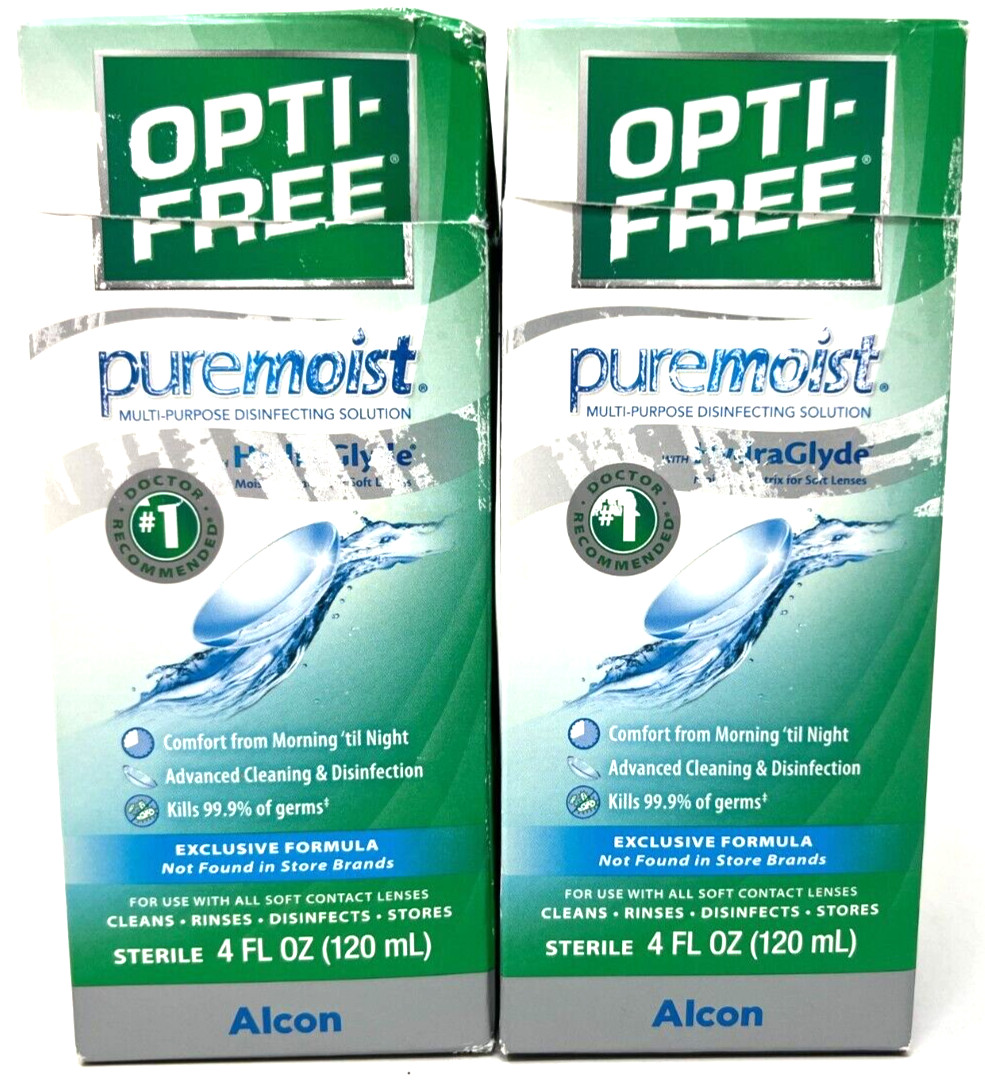 (2) Opti-Free Puremoist Disinfecting Solution Sealed 4 fl oz Exp: 8/2026