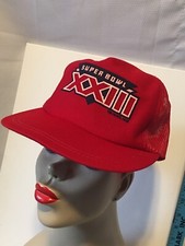 Vintage 1989 Super Bowl XXIII Red Mesh Back Trucker Snapback Hat Cap Wintson USA