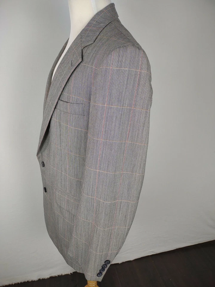 Abrigo deportivo Freebird Of Boston para hombre talla 40R gris a cuadros mezcla de lana S52 Foto 4 de 4