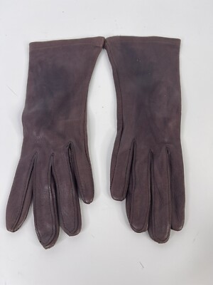 Vintage Burgundy Brown Size 7 Leather Deerskin Driving Weather Gloves