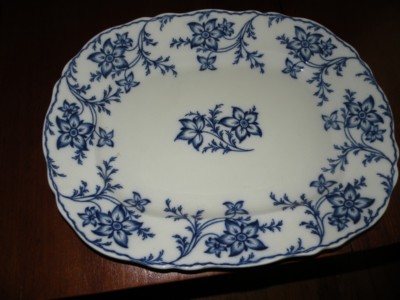 ANTIQUE MINTON POTTERY Mintons ANEMONE FLOW BLUE LARGE PLATTER 19