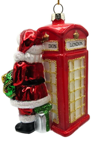 Glassware Art Studio London England Red Phone Booth Santa Christmas Ornament - Picture 5 of 8