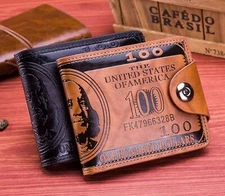 Men's Wallet with Hasp US100 One Hundred Dollar Embossed Vintage 