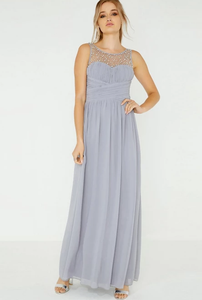 little mistress grey embellished maxi dress