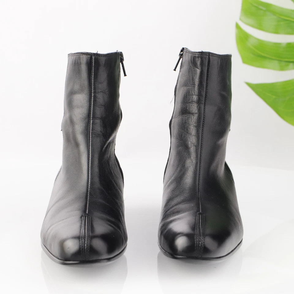 Munro Womens Lilian Boot Size 9 M Black Leather Bootie Block Heel Split Toe Y2K - Image 2 of 4