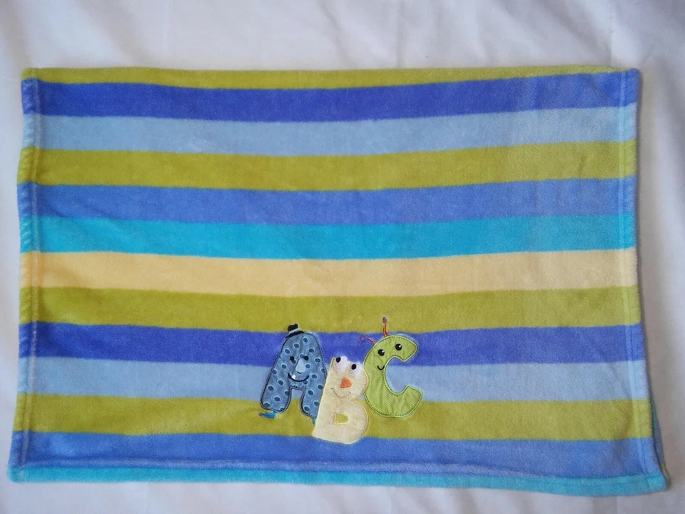 Manta de bebé 2013 a rayas Lambs & Ivy A B C ABC azul verde amarillo polar Lovey  Foto 4 de 4