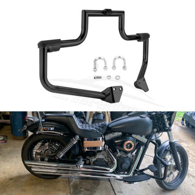 Front Engine Guard Crash Bar For Harley Dyna Street Bob FXDB – Black Steel, Fits With Forward Controls