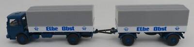 MICRO WIKING HO 1/87 MAN TRUCK BLUE ELBE OBST + TRAILER TRAILER TRAILER #24517 no box