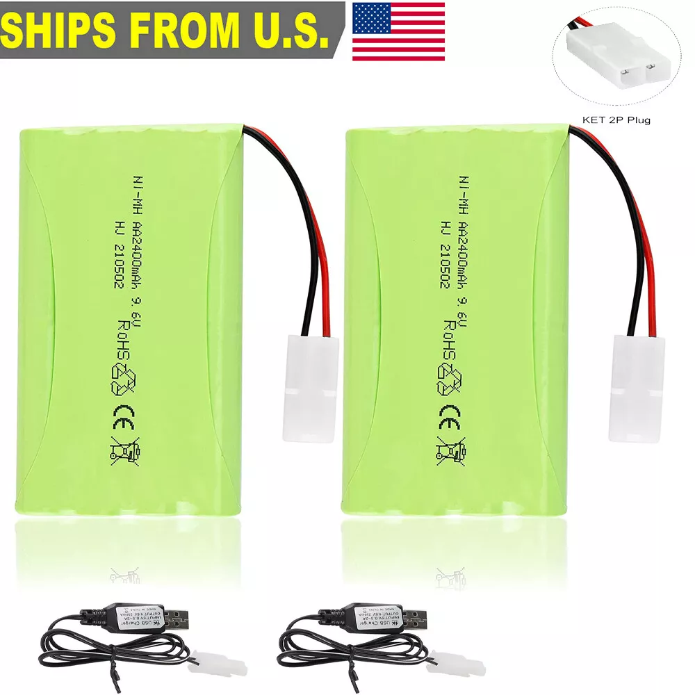 9.6V 2400mAh NiMH Battery KET 2P Connector with Charger Cable for