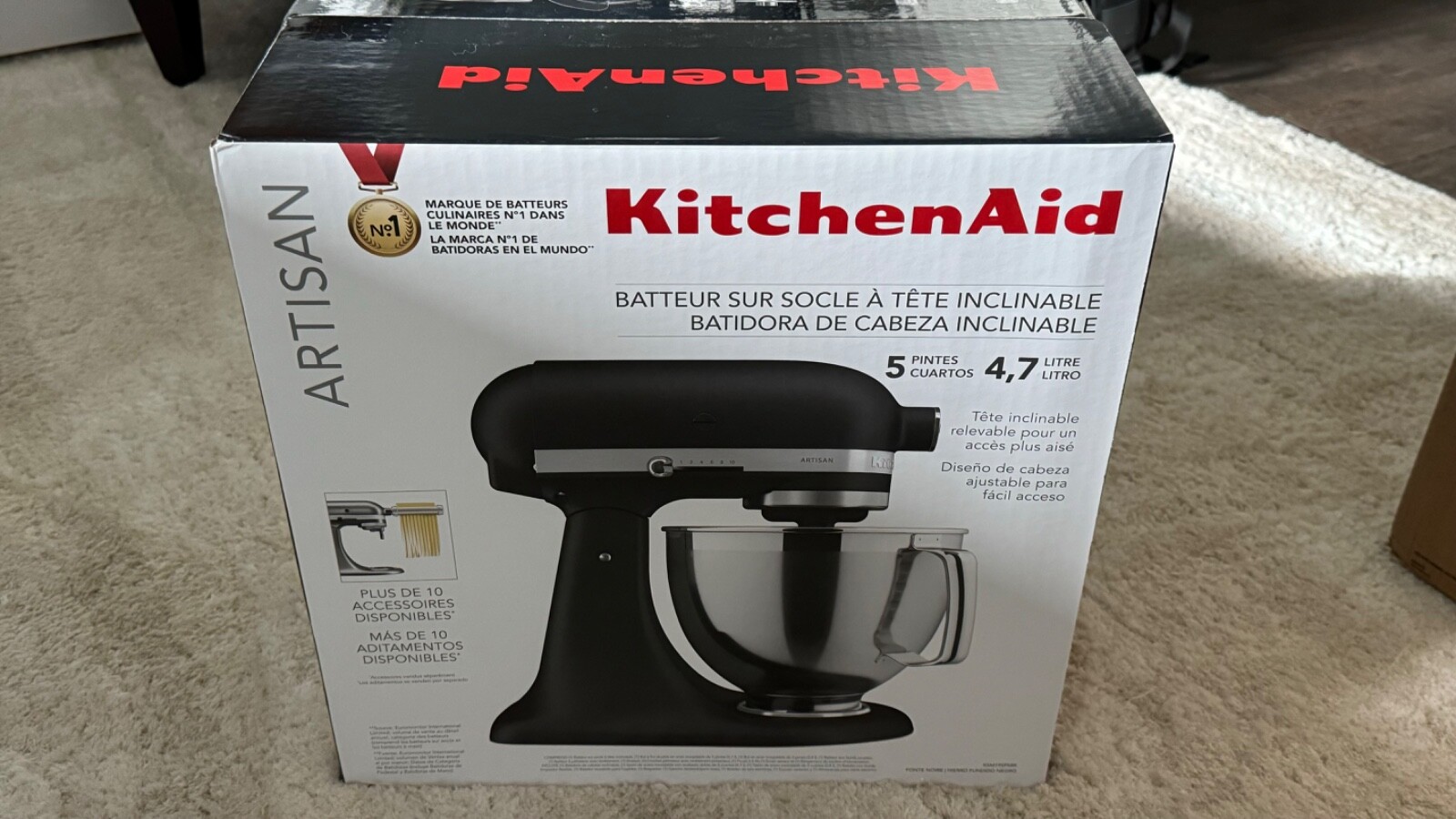 New KitchenAid 5 Qt Artisan Series Stand Mixer Imperial Black tilt