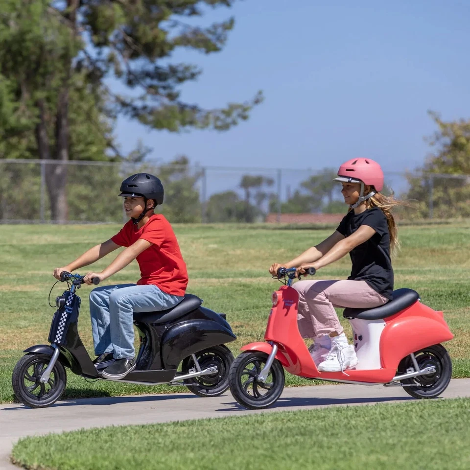 Kids 24V Razor Retro Euro-Style Battery-Powered Electric Scooter, Ages 8+, Red - Image 2 of 4