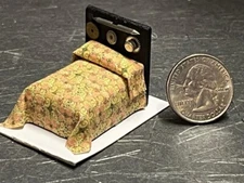 Dollhouse Miniature Bed Gold P 1:48 Quarter inch scale 1/4 F209 Dollys Gallery