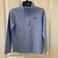 Vineyard Vines Blue Anchor Print Quarter Zip Pullover Arizona Boys SZ Small 8-10