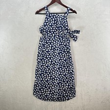Kate Spade Saturday Dress Womens 8 Blue White Floral Print Tie Waist Ditsy