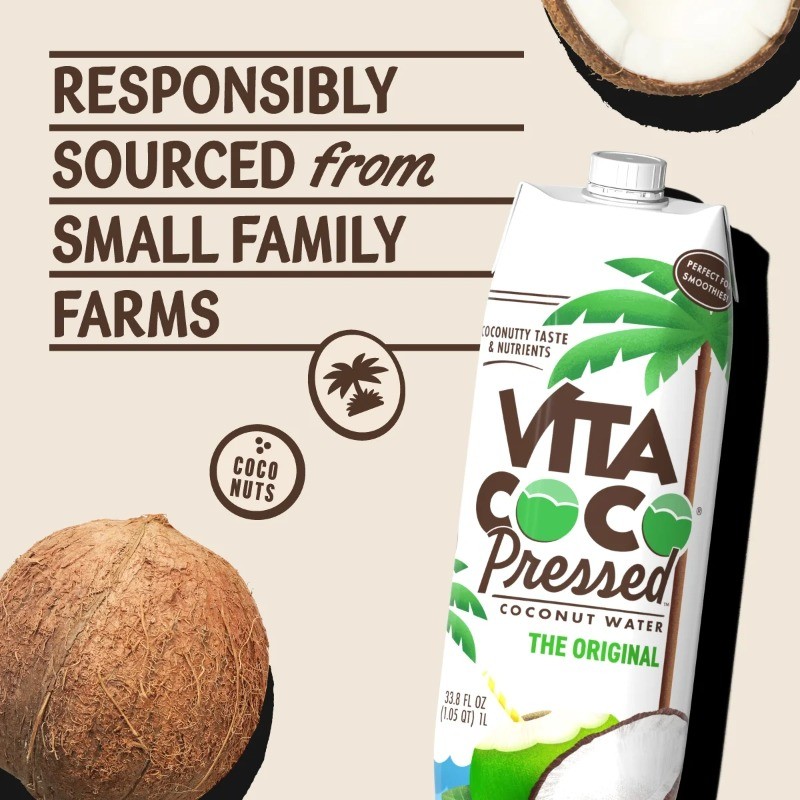 (2 pack) Vita Coco Pressed Coconut Water, 1 Lt