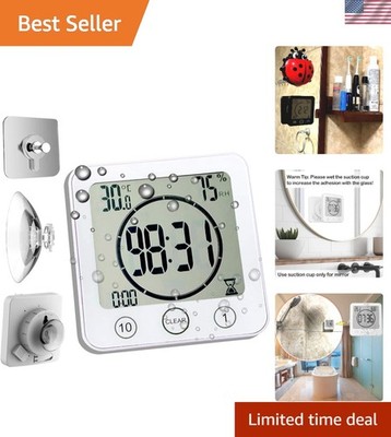 Waterproof Digital Wall Clock & Timer with Humidity Meter - Large Display White