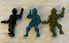 Vintage Ajax Archer Spaceman Hard Plastic 3 Figures Black, Green, Blue